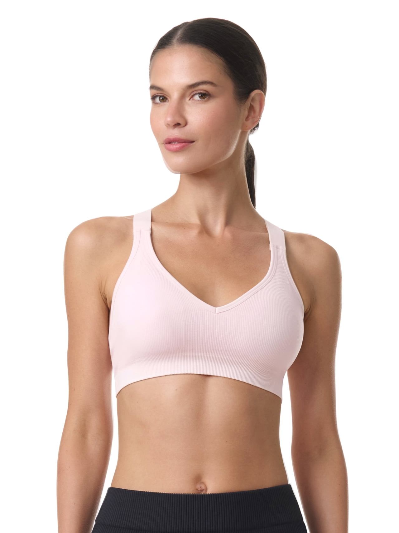 Avia Women's Seamless Rib Plunge Sports Bra, Sizes XS-XXXL