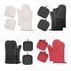 thumbnail image 3 of Cateissary 4 unids/set de guantes antiadherentes de silicona para horno, manoplas para hornear barbacoa, manoplas antideslizantes resistentes al Cocina y Comedor Romboide negro, 3 of 6