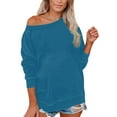 thumbnail image 2 of Hauts pour Femmes T-Shirts Dames Liquidation Blouses d'Été Mode Grande Taille Uni Col Rond Ample Manches Longues Rouge m, 2 of 6