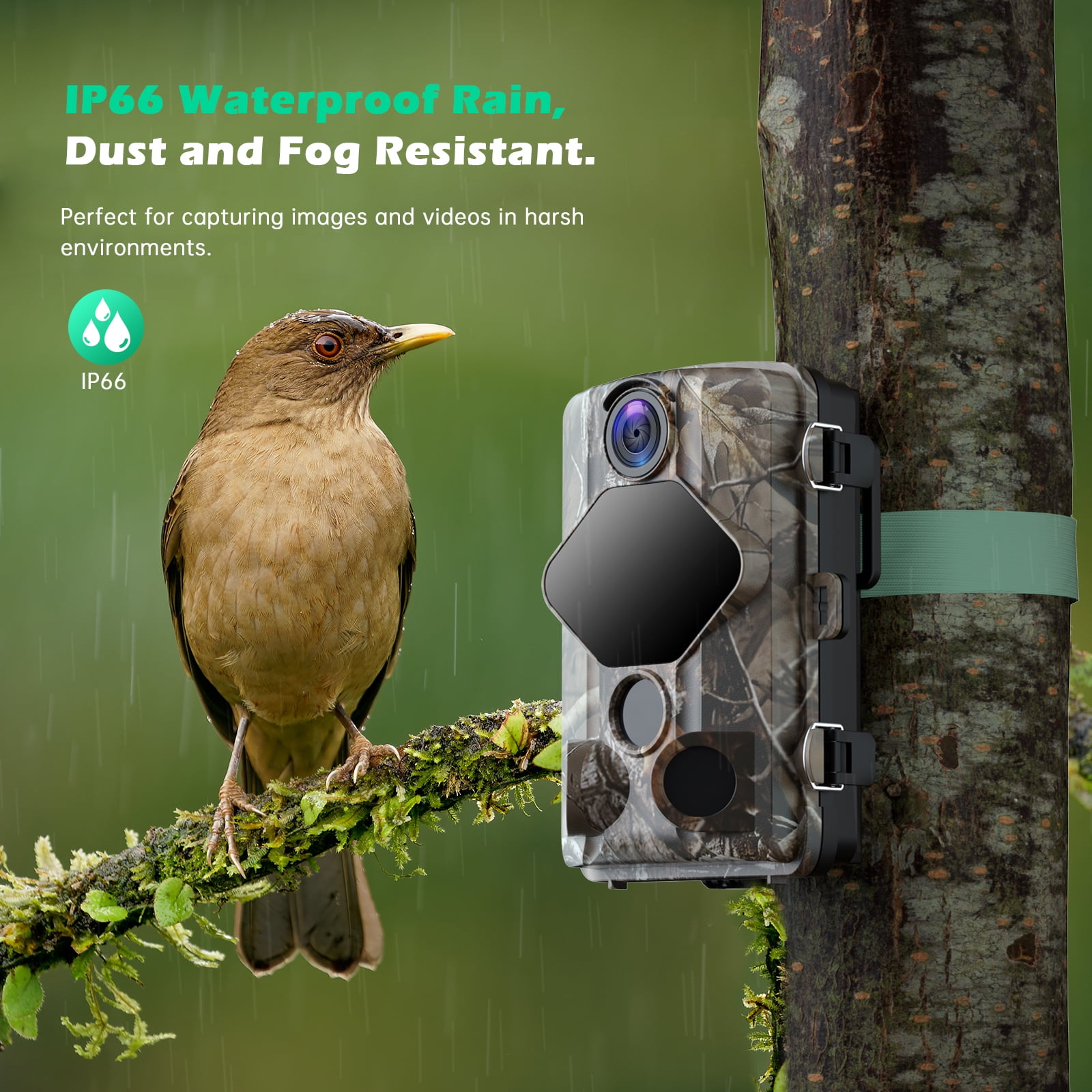 CAMPARK WiFi Bluetooth Trail Camera 30MP 4K Deer Game Camera Night Vision Motion Activated 3 PIR LEDs 120°Wide Lens Hunting Wildlife Camera Waterproof IP66 Hunting Trail Monitors