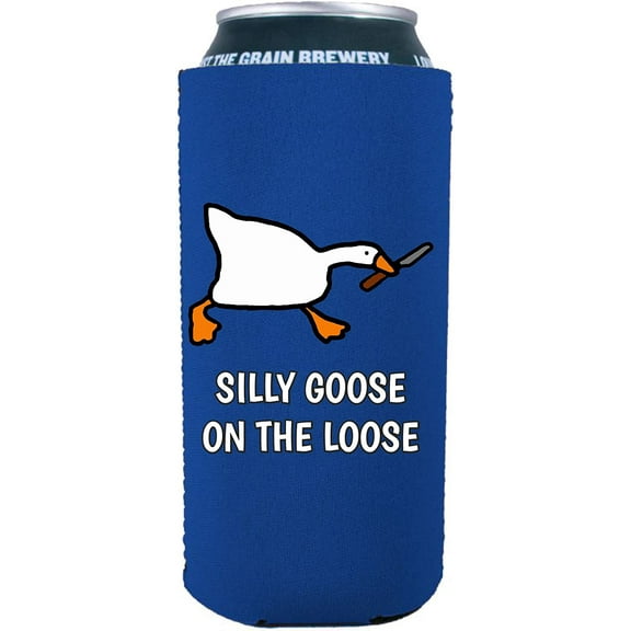 Silly Goose On The Loose Funny 16 oz. Can Coolie (Royal Blue)