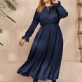 thumbnail image 5 of hotojiny Fall Dresses for Women Plus Size Long Sleeve Casual Long Dress V Neck Tie A-Line Flowy Maxi Dresses, 5 of 7