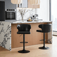 thumbnail image 3 of JUFU Bar Stools Set of 2, Extra Large Adjustable Swivel Bar Stools with Wide Seat & High Back, PU Leather Counter Height Bar Chairs with Footrest for Kitchen Island, 3 of 7