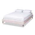 thumbnail image 1 of Baxton Studio Velours Tapissé Plate-Forme en Bois Lit Grand en Rose, 1 of 7