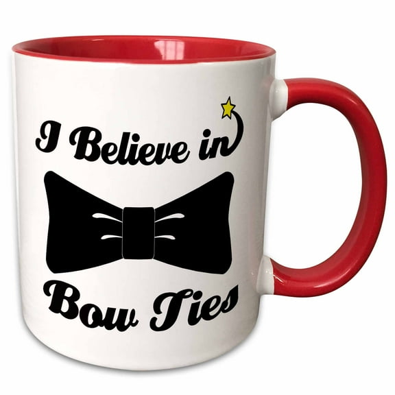 3drose, I Believe in Bow Ties, 15oz Two-tone Red Mug