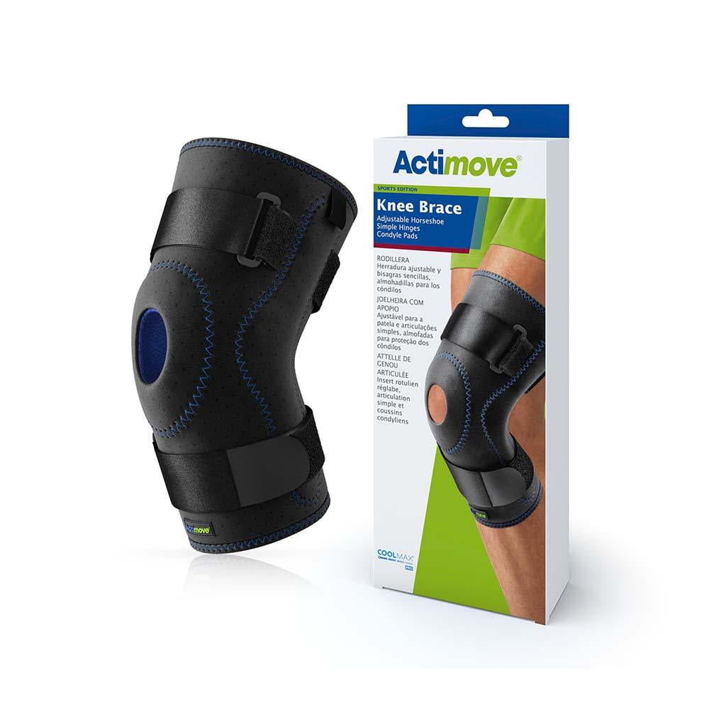 Actimove Sports Edition Knee Brace Adjustable Horseshoe, Simple Hinges, Condyle Pads Left