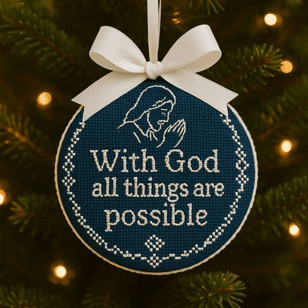 Adornos Navideños de Punto de Cruz con Oraciones | Inspiración Espiritual | Artesanía Única | Idea de Regalo | Decoración Versátil para El Hogar | Fácil de Colgar | 1 Colgante Decorativo