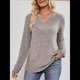thumbnail image 3 of Blusa de Larga con Cuello en V para Mujer, Blusa Informal de Otoño, Suéter Tipo Túnica, Ropa de Moda. Gris M, 3 of 5