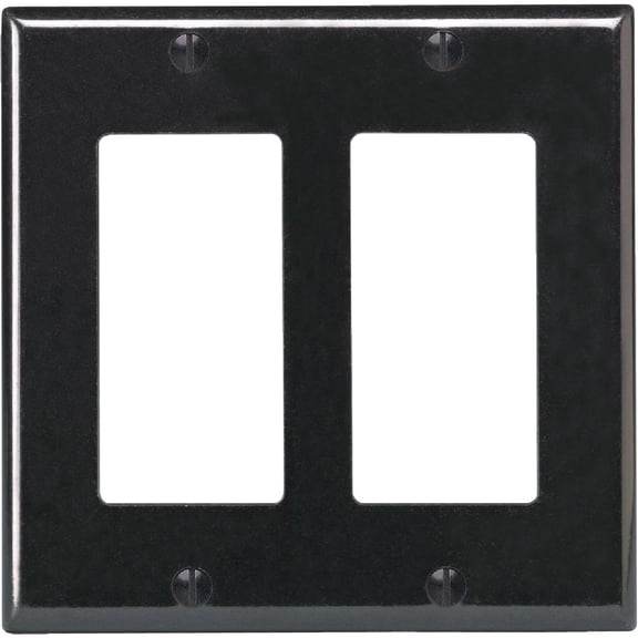 Leviton 80409-NE Standard Size Thermoplastic Nylon Device Mount 2-Gang Decora/GFCI Device Wallplate, Black