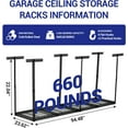 thumbnail image 2 of ChaoLink Overhead Garage Storage Rack 4x6 FT, Adjustable Height Ceiling Shelf, 330lb Capacity, Attic Basement Storage, 2 of 7