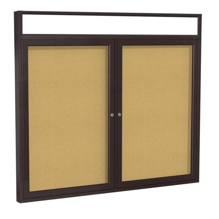 Ghent's Wood 48" x 60" 2 Door Enclosed Bulletin Board in Natural