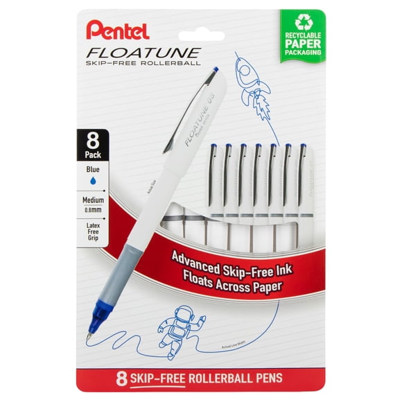 Bolígrafo Pentel Floatune Rollerball 0,8 mm tinta azul, paquete de 8