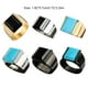 thumbnail image 4 of Anillo de acero de titanio, joyería de acero inoxidable Artificial Rectangular, piedra de dedo de acero, ónices, regalos de personalidad de Ropa, zapatos y accesorios Miscelánea Acero Turquesa Qarigey AP015066-04, 4 of 6