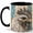 Black, variant on Jeweled Rooster Coffee Mug, Farm Bird Mug, Ceramic 11 oz