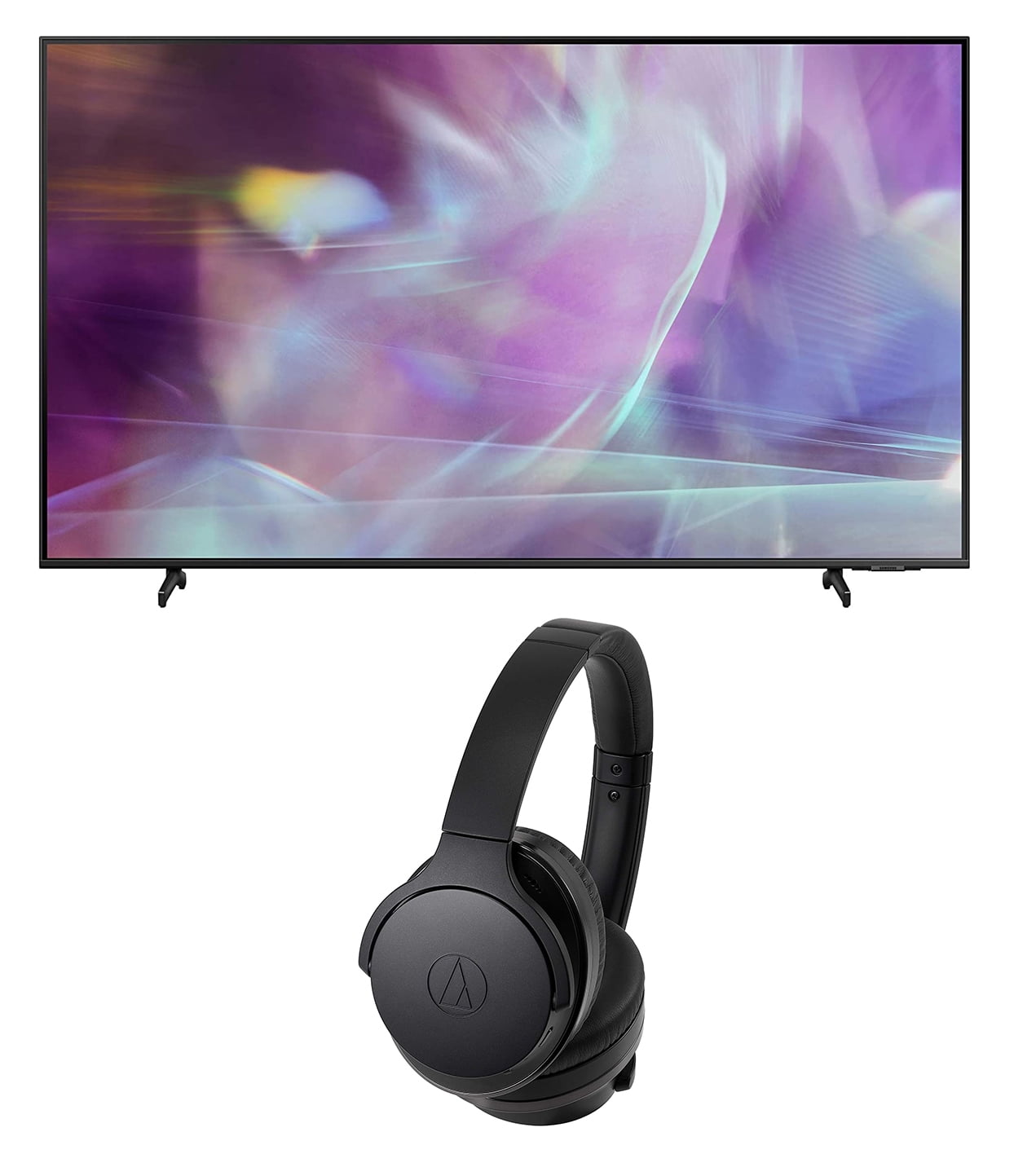 SAMSUNG QN32Q60AA 32" QLED Quantum HDR 4K Smart TV with Audio Technica ATH-ANC900BT Over-Ear Noise-Cancelling Wireless Headphones (2021)