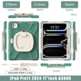 thumbnail image 2 of For iPad Pro 11 inch M5 2025/M4 2024 Case, 360 Rotatable Handle Stand, Shoulder Strap, Drop-Proof Design, Emerald Green, 2 of 7