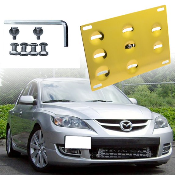 Xotic Tech Gold Bumper Tow Hook License Plate Mount Bracket for Mazda CX-5 2013-2018, Fit Mazda 3 6 2014-2018