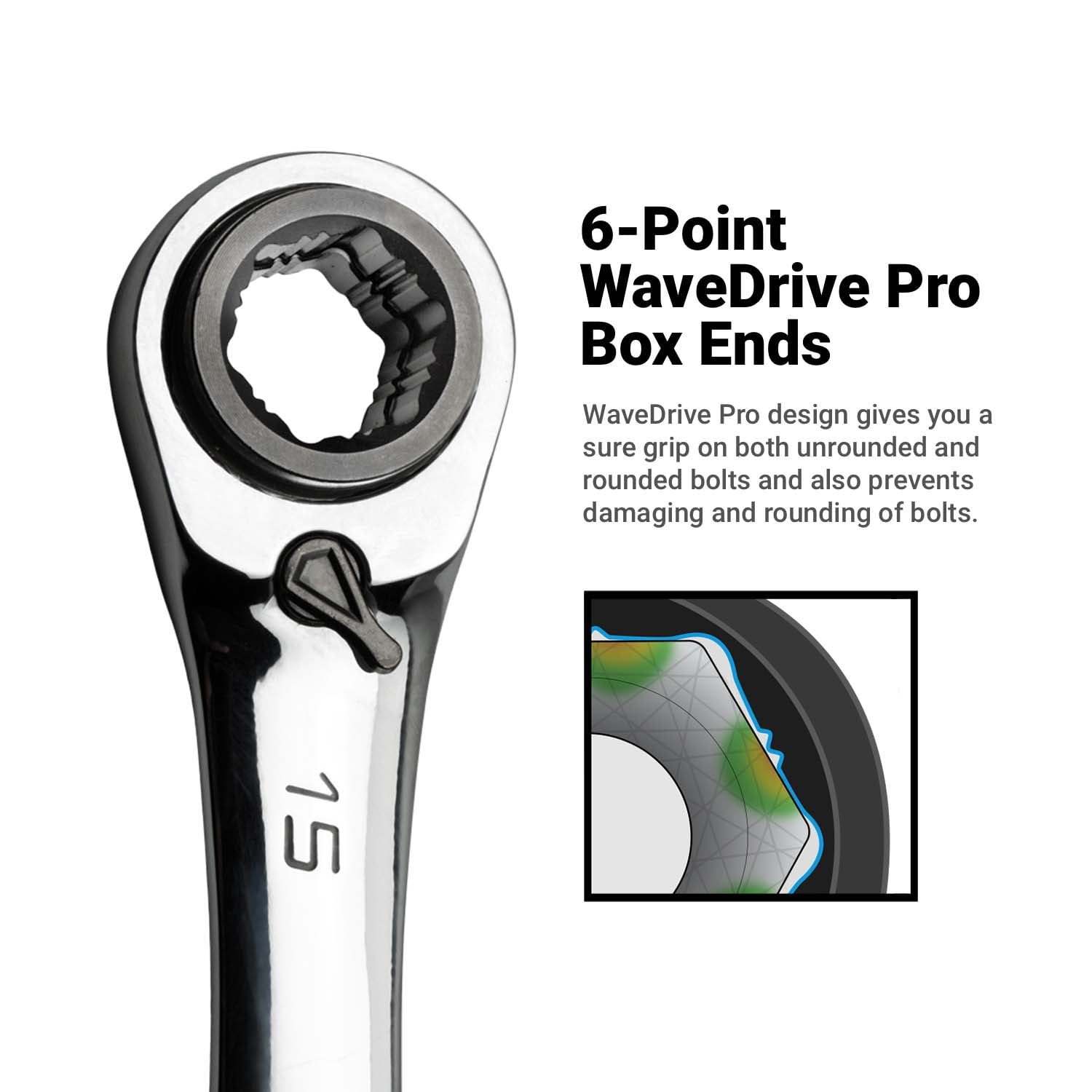 Capri Tools 4-in-1 120-Tooth Box End Reversible Ratcheting Wrench Set, Metric and SAE, 4-Piece with 16 Sizes