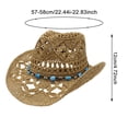 thumbnail image 3 of WEIYLL Chapeau de Soleil Femme Été Protection Solaire Rétro Western Cowboy Chapeau en Paille Ajouré, 3 of 4