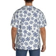 thumbnail image 3 of Naloa Dark Blue Snowflakes Men's Loose Fit Cuban Collar Short-Sleeve Shirt, Hawaiian Shirts, Mens Shirts Casual for Everyday Wear Outings-3X-Large, 3 of 5