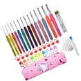 thumbnail image 4 of Juego de ganchos de ganchillo de metal con mango de agarre, accesorios para herramientas de tejer con estuche de almacenamiento, color rosa Advancent HA8451-01B, 4 of 6