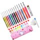 thumbnail image 4 of Juego de ganchos de ganchillo de metal con mango de agarre, accesorios para herramientas de tejer con estuche de almacenamiento, color rosa seitruly HA8451-01B, 4 of 6