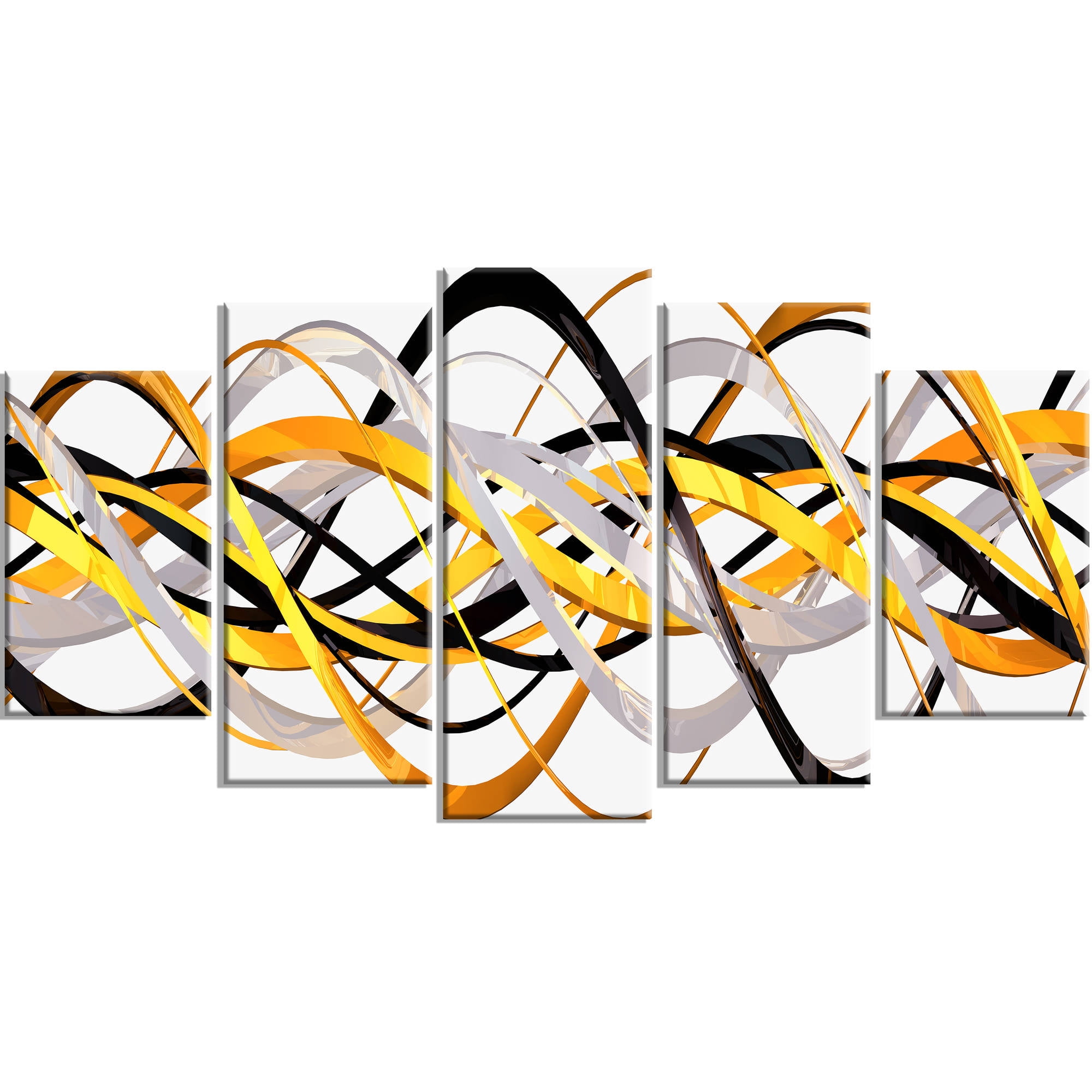 DESIGN ART  "Grey and Gold Waves" Canvas Art Print