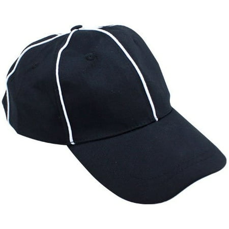 Umpire Cap - Crown Sporting Goods Official Black with White Stripes Referee Hat, Umpire Cap