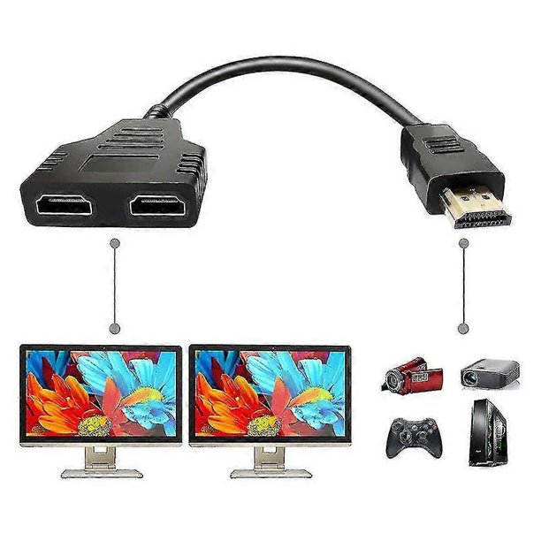 Hdmi Splitter Adapter Cable Hdmi Splitter 1 In 2 Out $hdmi Male To Dual Hdmi Female 1 To 2