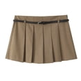 thumbnail image 3 of HH TRAF Falda pantalón mini plisada con cinturón de verano para mujer, con decoración, cintura alta y cremallera lateral, estilo callejero, 4 colores, 3 of 4