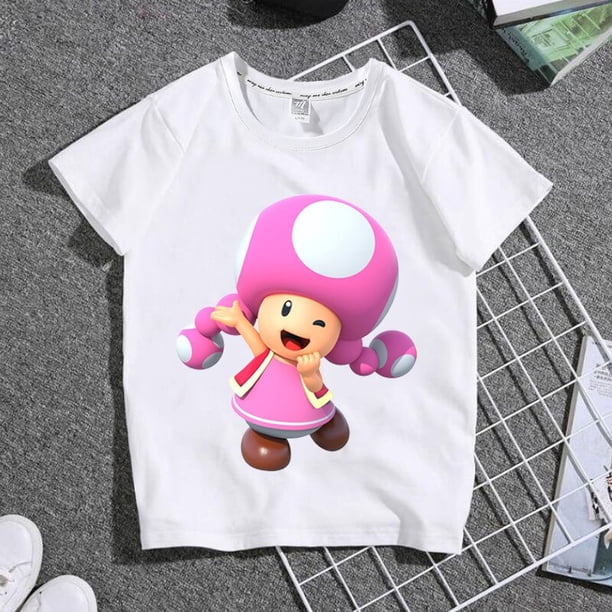 Economía Universidad Super Mario padre hijo serie de dibujos animados Anime figura Toad Toadette verano Casual cuello redondo manga corta vestido familiar zhangmengya LED