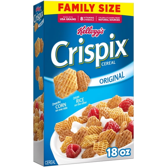 Kellogg's Crispix Cold Breakfast Cereal, 8 Vitamins and Minerals, Family Size, Original, 18oz Box (1 Box)