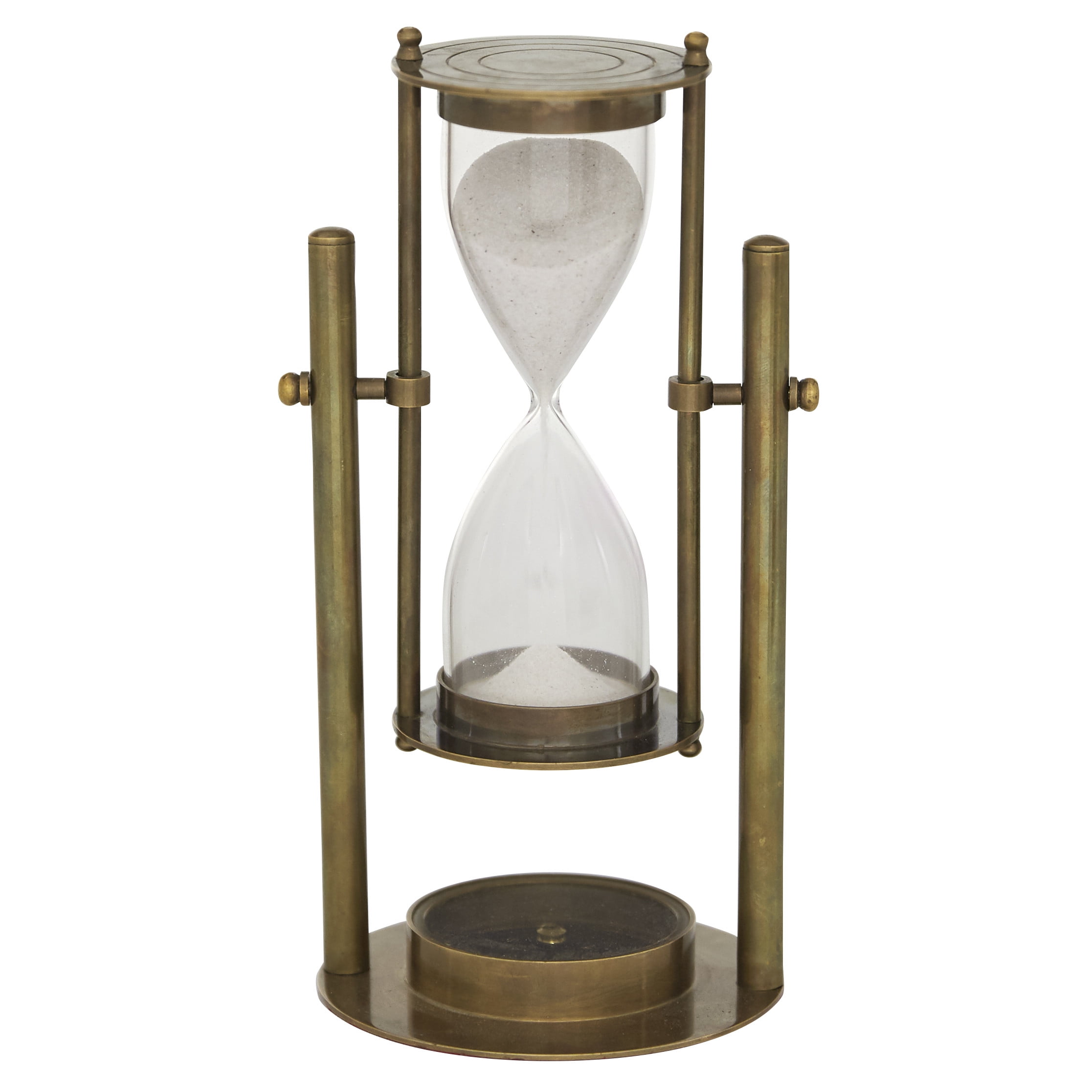 SOLID BRASS SANDTIMER WITH COMPASS VINTAGE RETRO STYLE 5 minute Sand timer 
