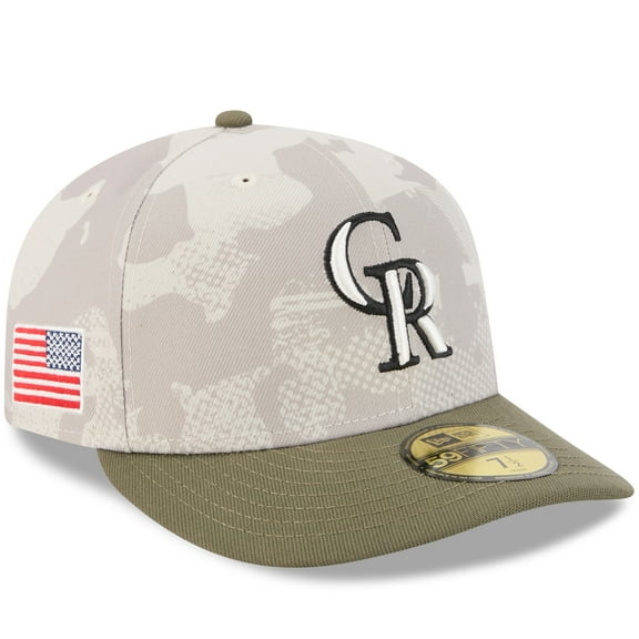 Men's New Era Light Beige/Olive Colorado Rockies 2025 Armed Forces Day 59FIFTY Fitted Hat