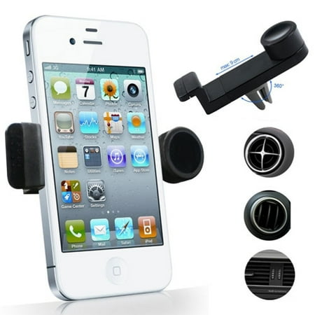 Ipod Black Dock - Car Mount AC Air Vent Phone Holder Rotating Cradle Swivel Dock Black KZR for iPhone 8 PLUS X, Ipod Touch 1st Gen 2nd Gen 3rd Gen 4th Gen 5 - Google Pixel 2 XL - Huawei Mate 10 - LG V30