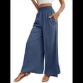 thumbnail image 3 of Pantalones Palazzo de para Mujer, de Pierna , Estilo Bohemio, de Cintura Alta, Informales, para Estar en Casa, para Vacaciones en la Playa. Azul Neblina M, 3 of 8