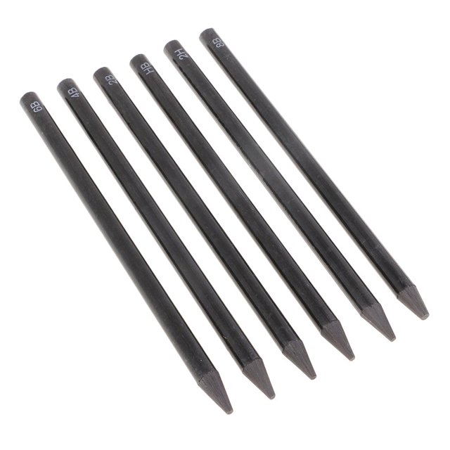 6 Set Hard Sketch Drawing Lápiz de Carbón Lápices de Dibujo No SM SunniMix Lápices de carboncillo
