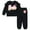 Black, variant on Barbie Fleece Drop Shoulder Sweatshirt and Jogger Pants Outfit Set Logo Newborn to Big Kid