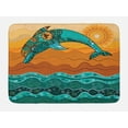 thumbnail image 1 of Oriental Bath Mat, Dolphin Sea and Sun with Ornamental Motifs and Details Composition Art, Plush Bathroom Decor Mat with Non Slip Backing, 29.5" X 17.5", Dark Teal Multicolor, by Ambesonne, 1 of 2