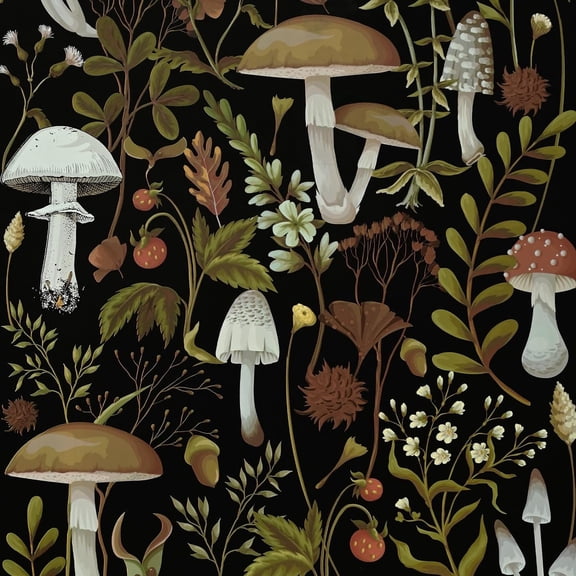 Caltero Floral Wallpaper Peel and Stick Wallpaper Boho Mushroom Wallpaper Contact Paper Vinyl Removable Self-Adhesive Stick on Wallpaper for Bathroom Bedroom 17.3" x 118"