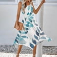 thumbnail image 3 of JTZGDY Women's Casual Summer Dress Retro Floral Printed Sleeveless Sundress Hankerchief Hem Midi Tank Dresses Loose Flowy Crewneck Beach Dress with Pockets White#01 S, 3 of 7