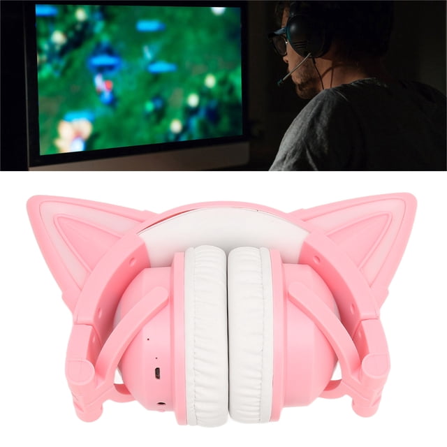 Auriculares con orejas de gato auriculares con orejas de gato liderados auriculares con orejas de gato abs auriculares con estéreo lindo alta sensibilidad micrófono
