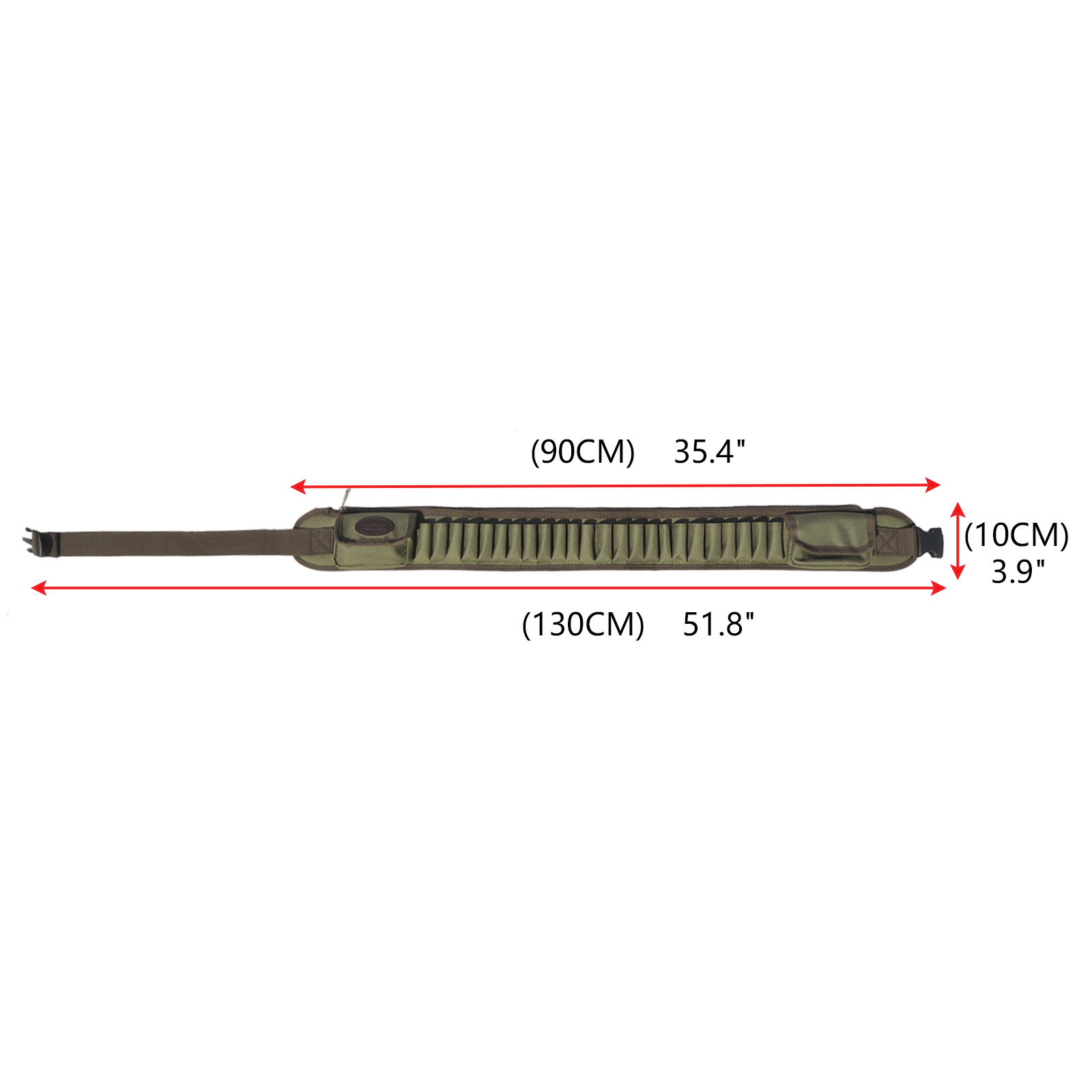 TOURBON Adjustable 50" Nylon Belt , 12 -Gauge, 24 rounds, Green