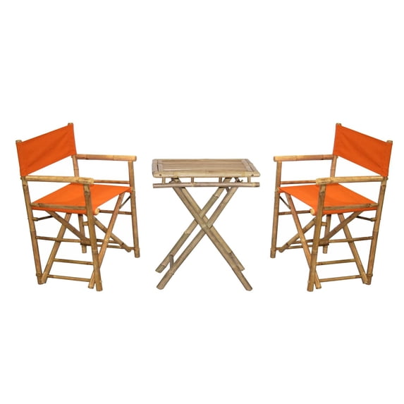 2 Director's Chair And Small Table Set-Color:Orange