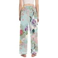 thumbnail image 3 of FORMRS Women's Pajama Pants with Pockets Soft Comfy Loungewear Sleep Bottom, Sizes S-2XL, Green Floral Cranes Pattern, 3 of 8