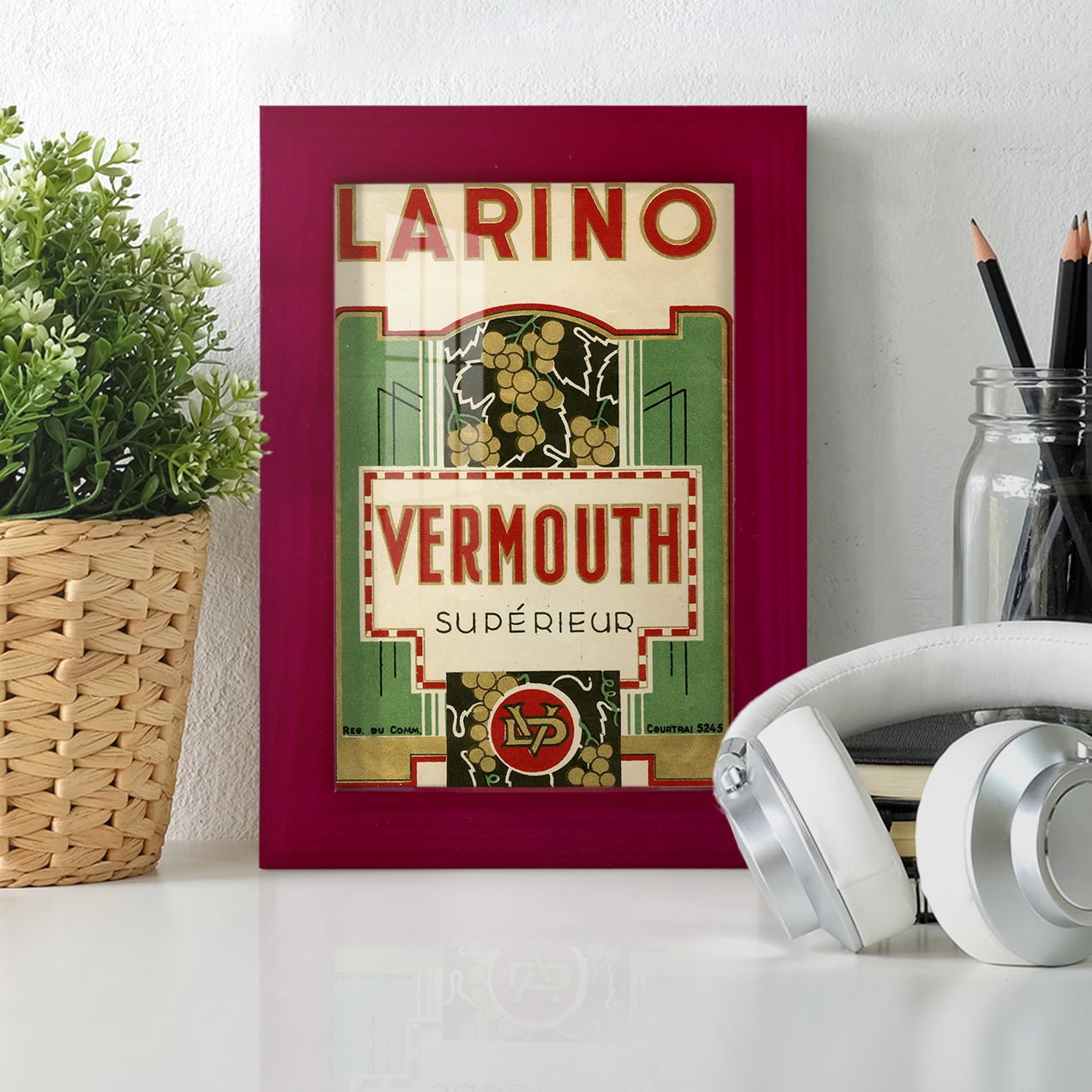 Larino Vermouth -Framed Print w/glass-Cherry Red