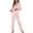 Pink, variant on Womens Satin Silky Pajama Set Trendy Print Home Wear Long Sleeve Pants Two Piece Suit Soft Pj Loungewear Beige L