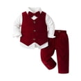 thumbnail image 3 of Guluxicc Kids Boys 4 Piece Sets Velvet Suit Set Vest Dress Shirt Pants and Bow Tie Kids Formal Performance Outfit 0-10 Years, 3 of 9
