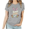 thumbnail image 2 of UPPADA Femmes Joyeuse Easter T-Shirt Bunny Rabbit T-Shirt Graphique Manches Courtes Lettres Amusantes Imprimées Chemises Manches Courtes Col Rond Tuniques Hauts Gris,m, 2 of 5