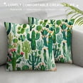 thumbnail image 3 of Chilfamy Cactuses Greenery Pillow Covers Square Design Short Plush Print Environmentally Friendly Easy Insertion Indoor Outdoor Decoration 1PC 12x12in, 3 of 5
